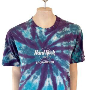 VTG HARD ROCK CAFE Sacramento Short Sleeve Tie Dye Shirt  USA made  SZ M